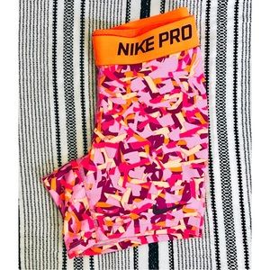 Nike Pro | Pink & Orange Printed Youth Athletic Shorts
